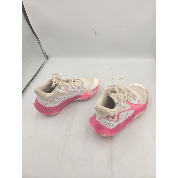 Under Armour Girls Boys 3.5Y Gym Basketball Volleyball Tennis Shoes Pink White - Picture 5 of 16